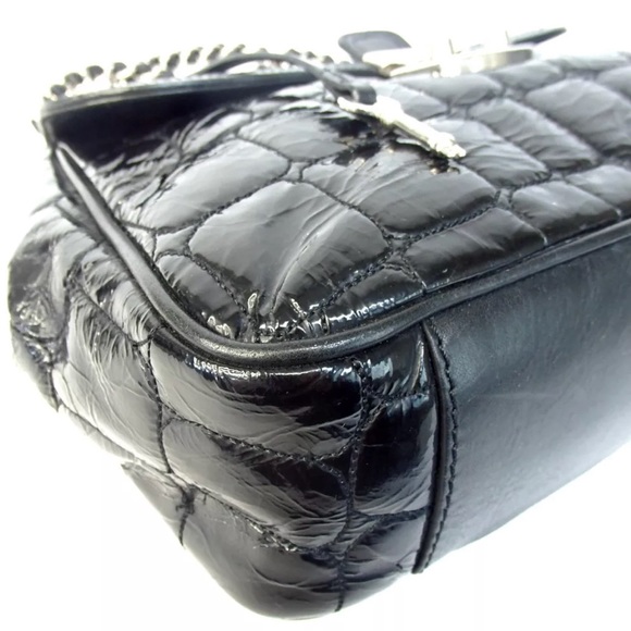 Moschino Classic Black Embossed Leather Chain Shoulder bag - Picture 6 of 11